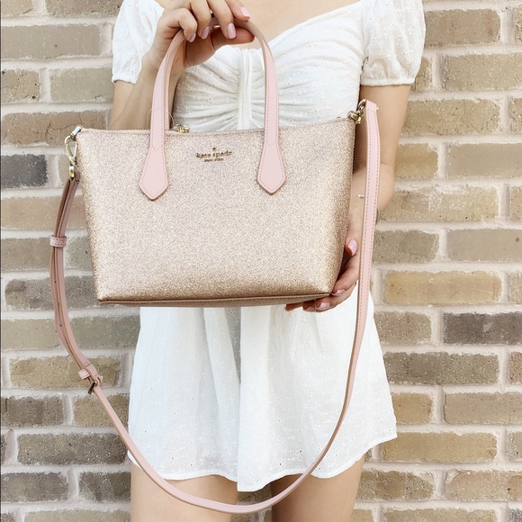 kate spade Handbags - NWT Kate Spade Joeley Rose Gold Glitter Crossbody Small Satchel Purse ♠️✨💗